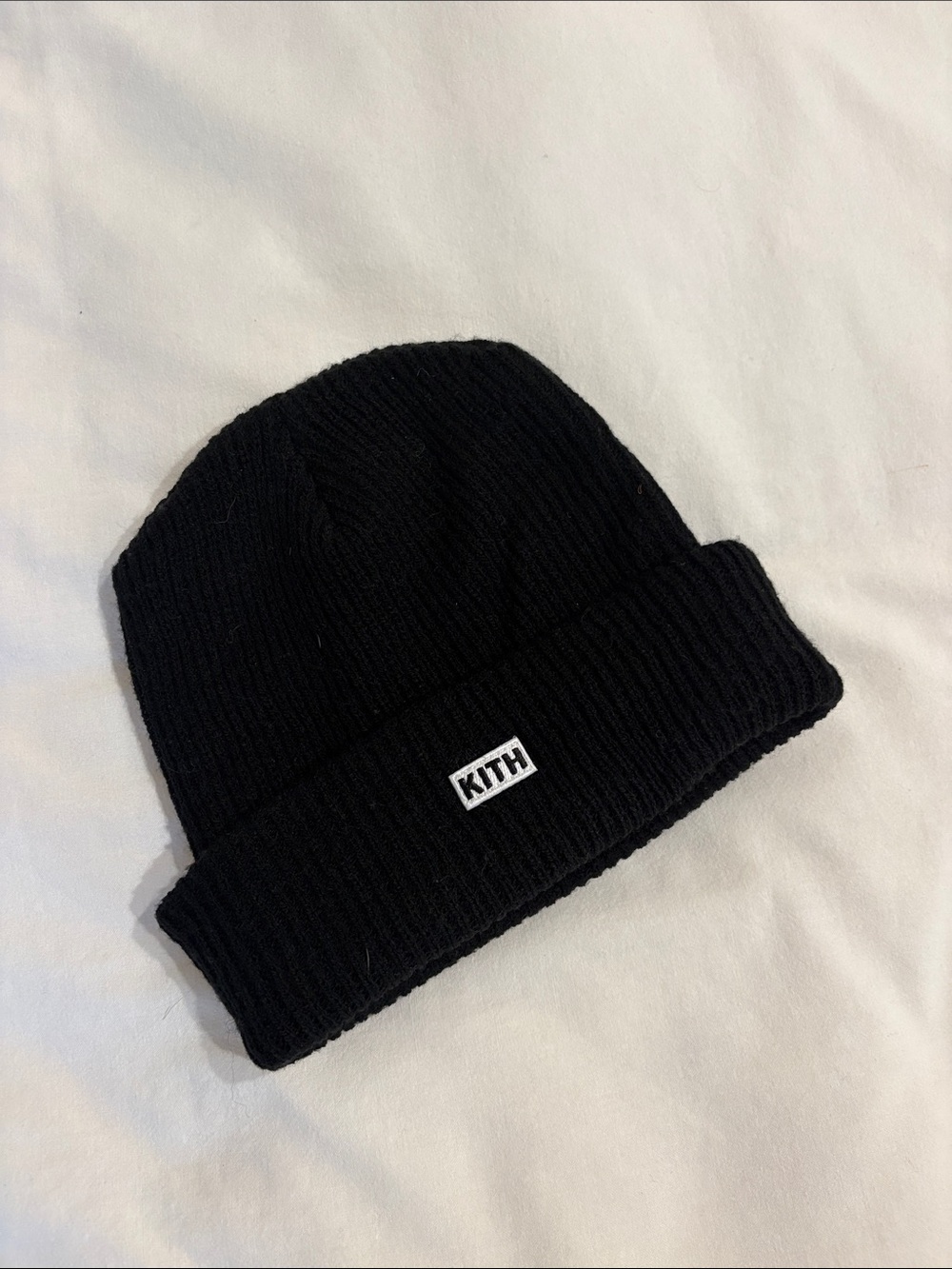 Kith Black Ribbed Fold Cuff Beanie